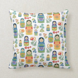 Russian Nesting Dolls Throw Pillow