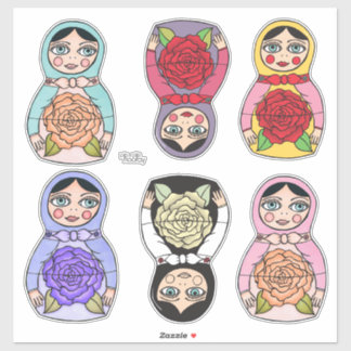 Russian Nesting Matryoshka Dolls Illustrated