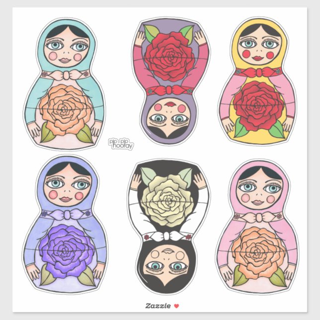 Russian Nesting Matryoshka Dolls Illustrated (Sheet)