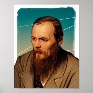 Russian Novelist Fyodor Dostoevsky illustration  Poster