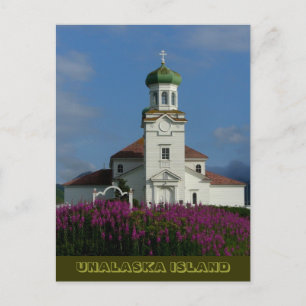 Russian Orthodox Church in Summer with Fireweed Postcard