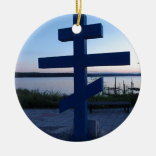 Russian Orthodox Cross Ceramic Ornament