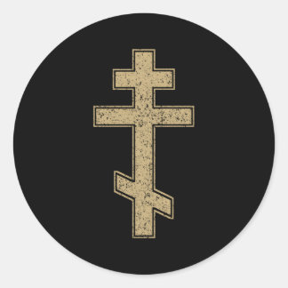 Russian Orthodox Cross Slavonic Byzantine Cross Classic Round Sticker