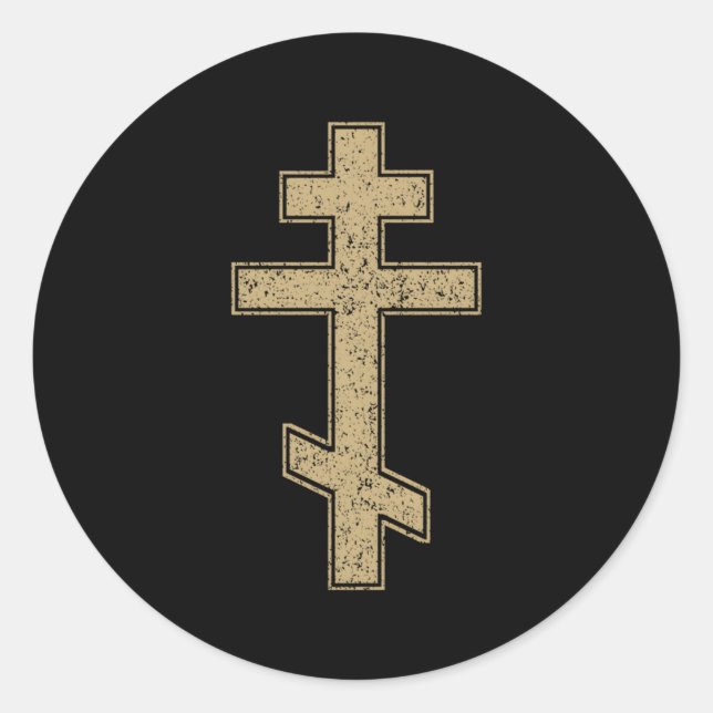 Russian Orthodox Cross Slavonic Byzantine Cross Classic Round Sticker (Front)