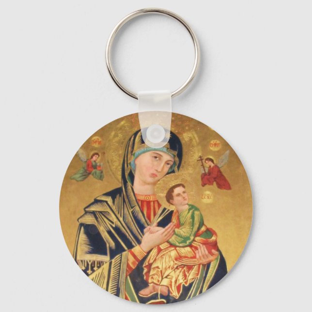 Russian Orthodox Icon - Virgin Mary and baby Jesus Keychain (Front)