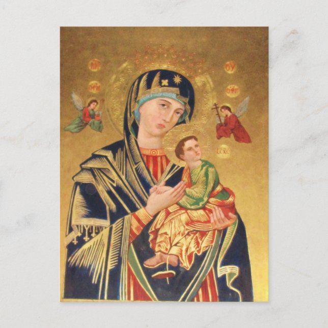 Russian Orthodox Icon - Virgin Mary and baby Jesus Postcard (Front)