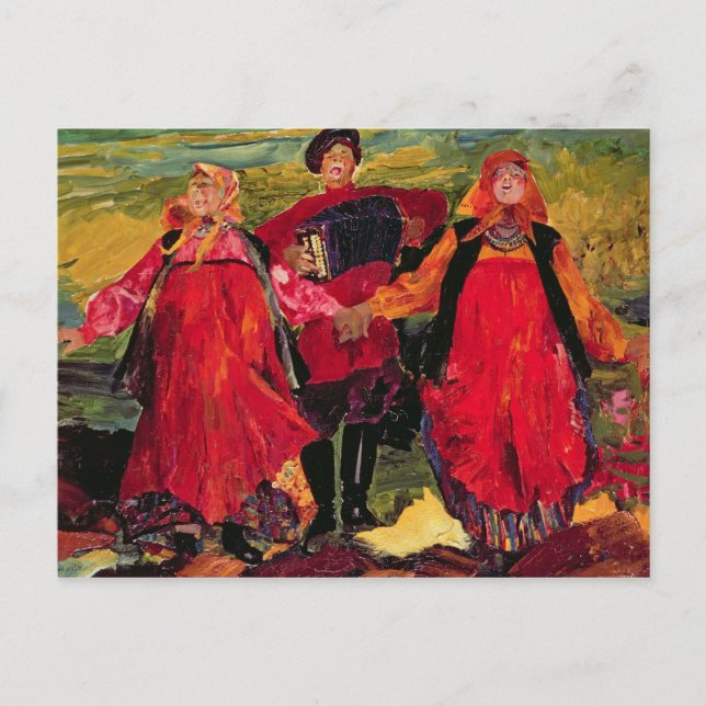 Russian Peasants Singing Postcard (Front)