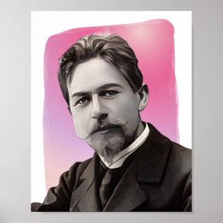 Russian Playwright Anton Chekhov illustration  Poster