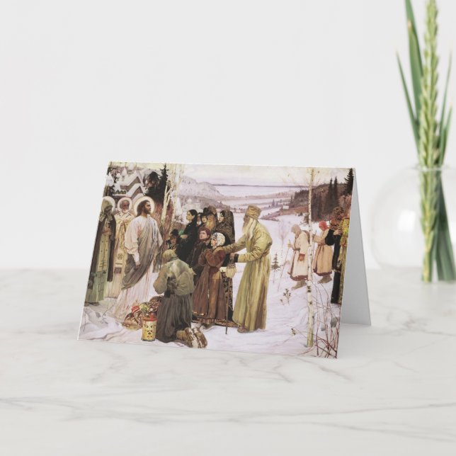 Russian Priests and Peasants Worship Jesus Card (Front)