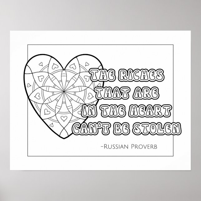 Russian Proverb Coloring Poster (Front)