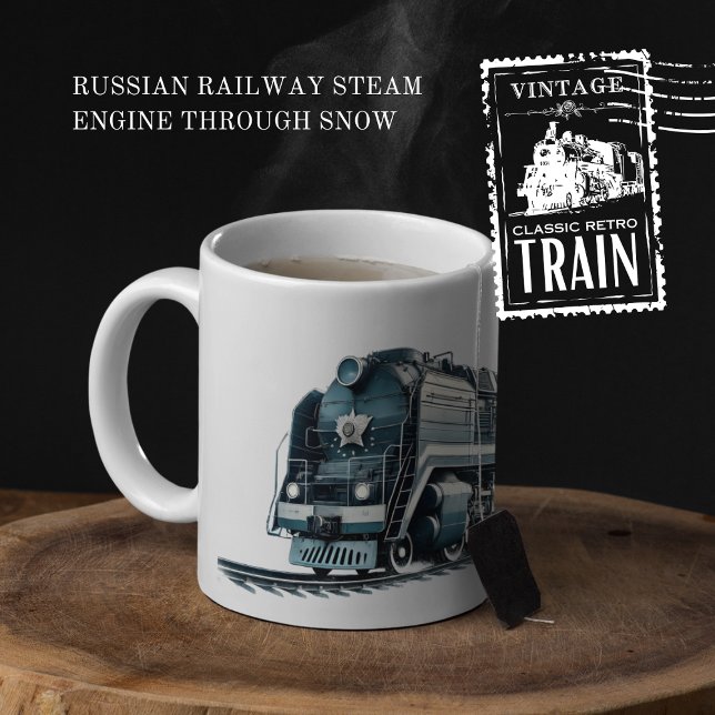 Russian Railway Steam Engine Through Snow Two-Tone Coffee Mug (Russian Railway Steam Engine Through Snow cover from The Beekeeper Store)