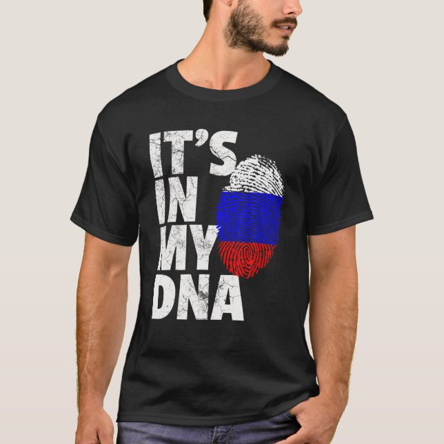 Russian Russia Flag IT's IN MY DNA Christmas Gift T-Shirt (Front)