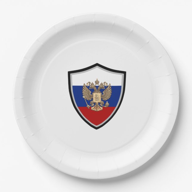 Russian shield flag-coat arms paper plate (Front)