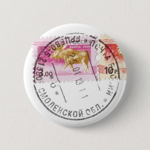Russian stamps 2 inch round button