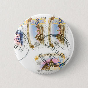 Russian stamps 2 inch round button