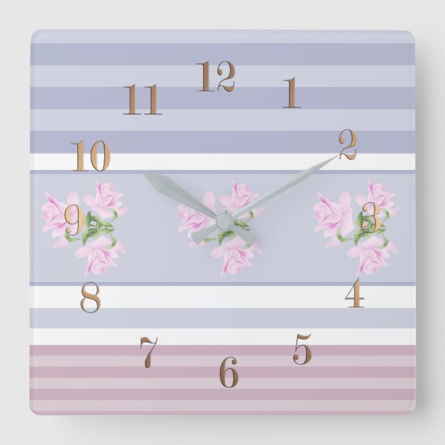 Russian, striped , patchwork square wall clock (Front)