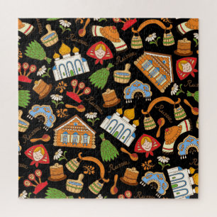 Russian Symbols: Coloured Vintage Pattern. Jigsaw Puzzle