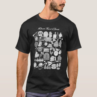Russian Travel Icons Pattern Black And White T-Shirt