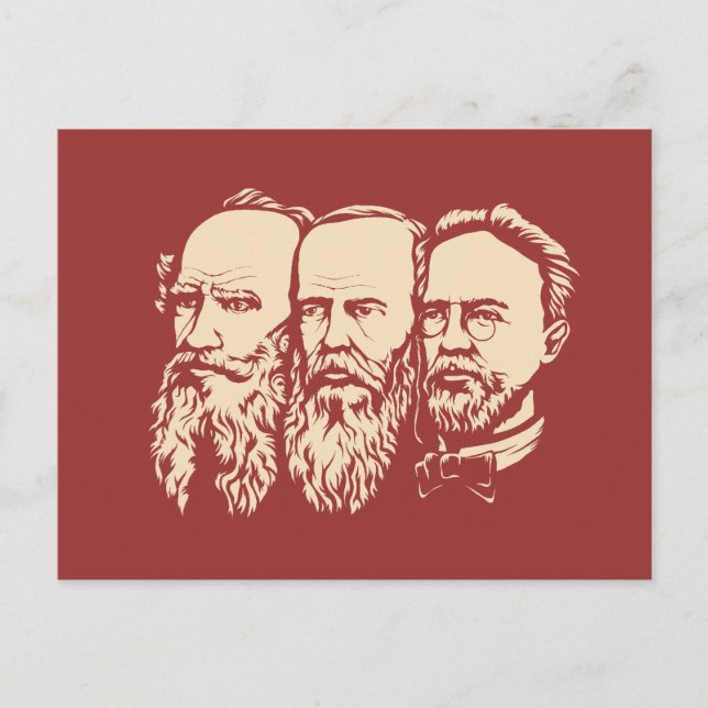 Russian Troika: Tolstoy, Dostoevsky, Chekhov Postcard (Front)