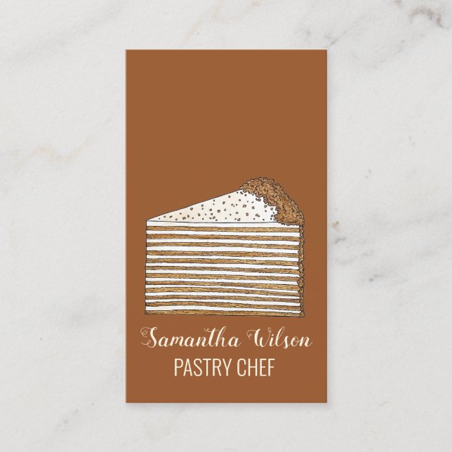 Russian Ukrainian Honey Cake Bakery Pastry Chef Business Card (Front)