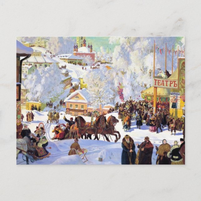 Russian Village in the Winter Postcard (Front)