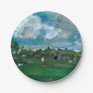Russian Village Valentin Serov Paper Plate