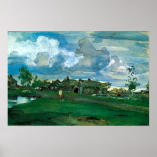 Russian Village Valentin Serov Poster
