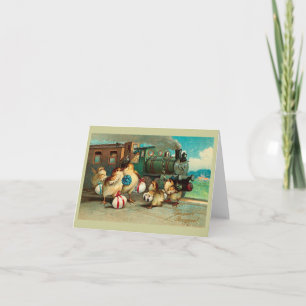 Russian Vintage Easter with Train Holiday Card