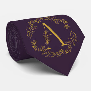 Russian Violet Monogrammed Groomsmen Tie