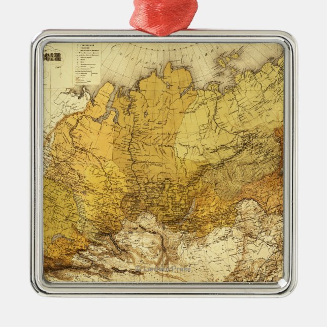 RussiaPanoramic MapRussia Metal Ornament (Front)
