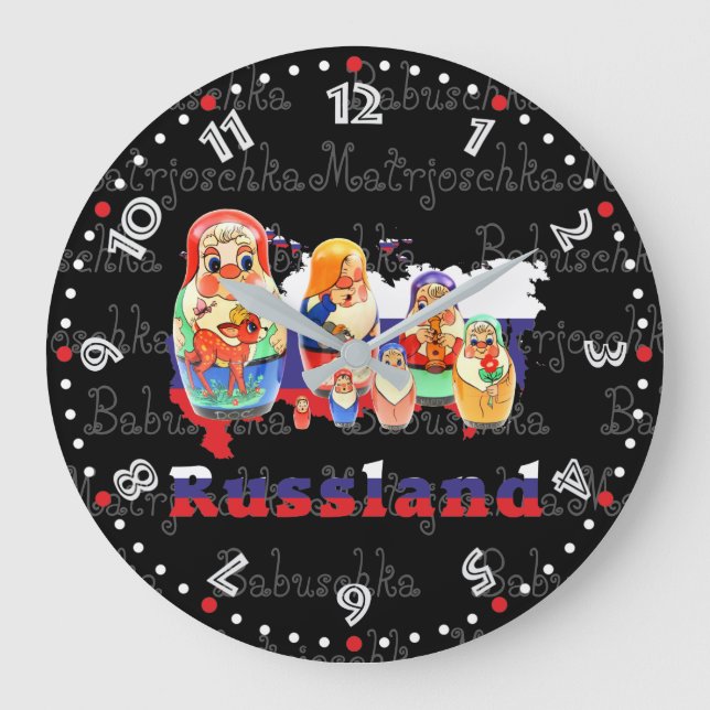 Russland - Russia Babuschka - Matrjoschka Wanduhr Large Clock (Front)