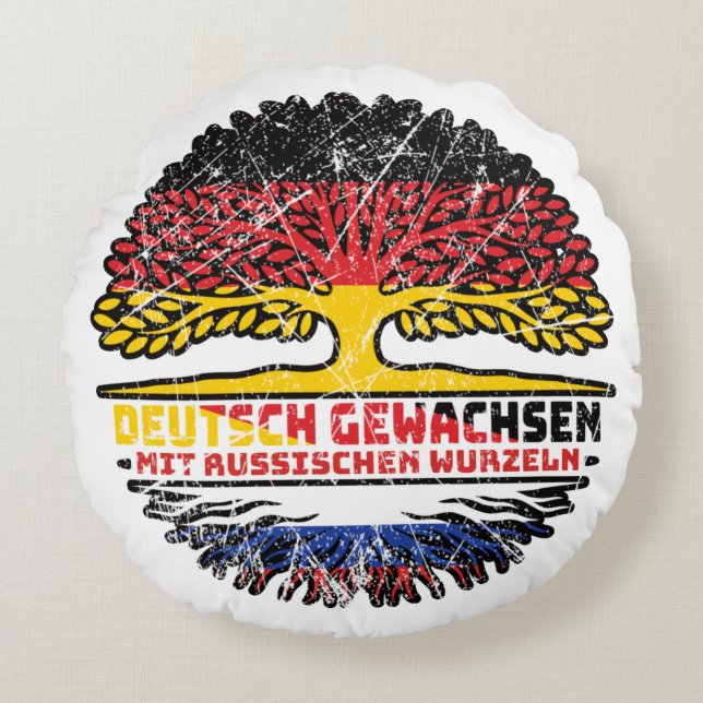 Russland Russisch Deutsch Deutschland Baum Wurzel Round Pillow (Front)