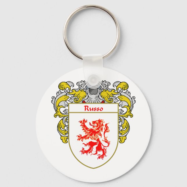 Russo Coat of Arms (Mantled) Keychain (Front)