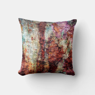 Rust abstract colourful grunge throw pillow