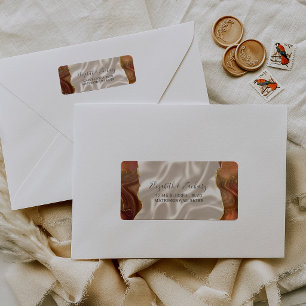 Rust Agate Ivory Silk Wedding Return Address