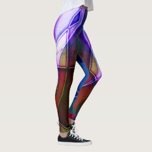 Rust aged coloured geometric shapes with neon ligh leggings