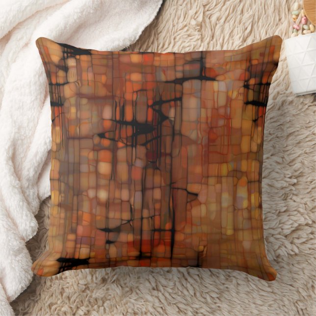 Rust and Black abstract Throw Pillow (Blanket)