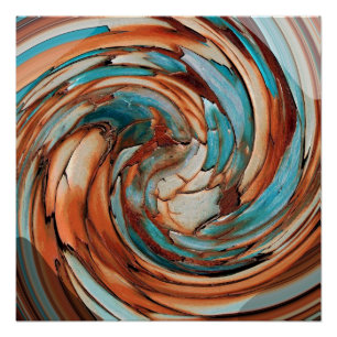 Rust and Blue Abstract Swirl Poster