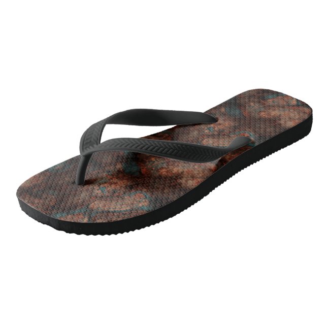 Rust and blue stone flip flops (Angled)