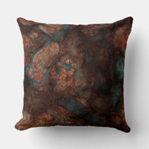 Rust and blue stone throw pillow