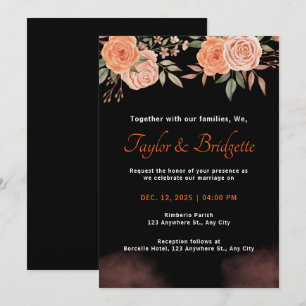 Rust and Emerald Black Fall Wedding Invitation