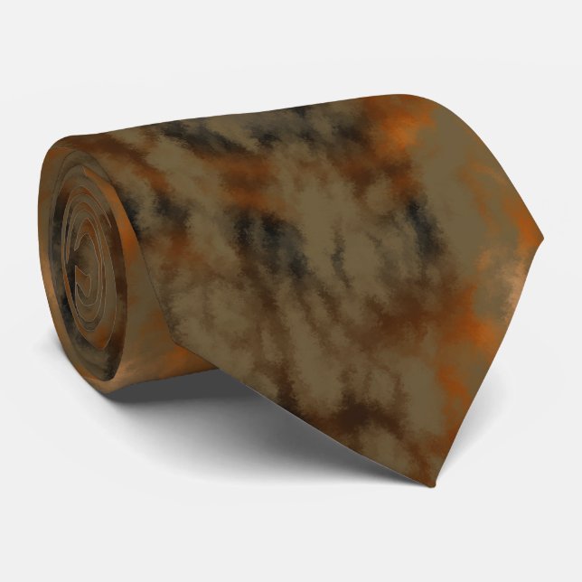 Rust and Olive abstract Tie (Rolled)