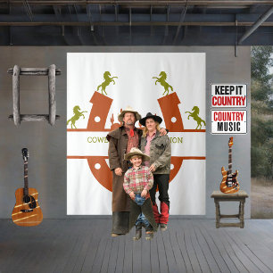 rust and olive green cowboy cactus tree reunion tapestry