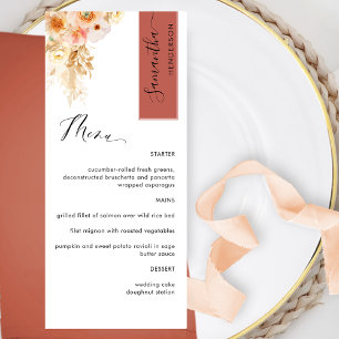 Rust and Peach Blush Personalized with Guest Name  Menu