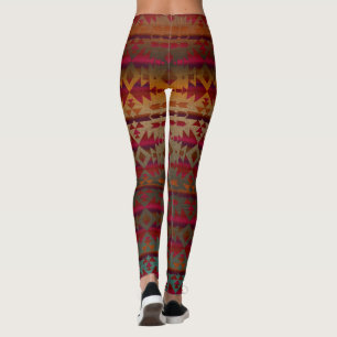 Rust and Red Wine, Southwestern Patterned Leggings