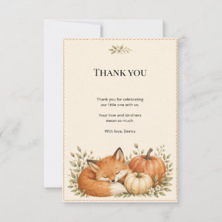 Rust and Sage Woodland Fox Baby Shower Thank You Card