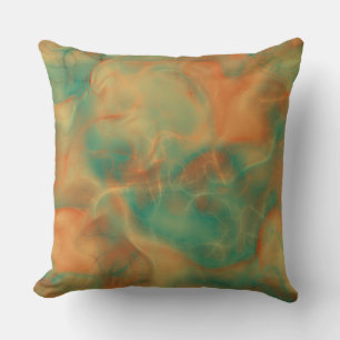 Rust and Sea Green Marble abstract Throw Pillow