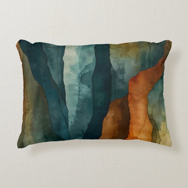 Rust and Teal Accent Pillow (Front)