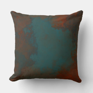 Rust and Teal Marble abstract Throw Pillow