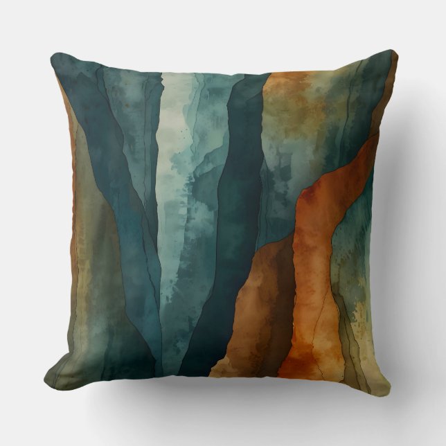 Rust and Teal Throw Pillow (Front)